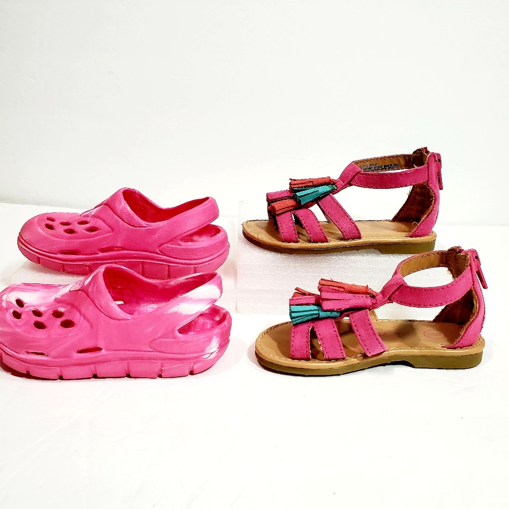 2 Pairs Bundle Pink Cherokee Gladiator Sandals & Clog Water Shoe Size 6 Girls - Picture 6 of 12